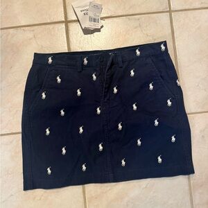 NWT Ralph Lauren Sport Dark Blue Mini Skirt with Embroidery and logos